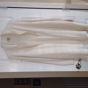 CHICO'S Open Front Cable Knit  Stitch Cream Cardigan Sweater ccc